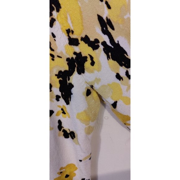 Charter Club Cardigan Sweater Black/yellow Floral Women's Large waist length - Picture 11 of 12